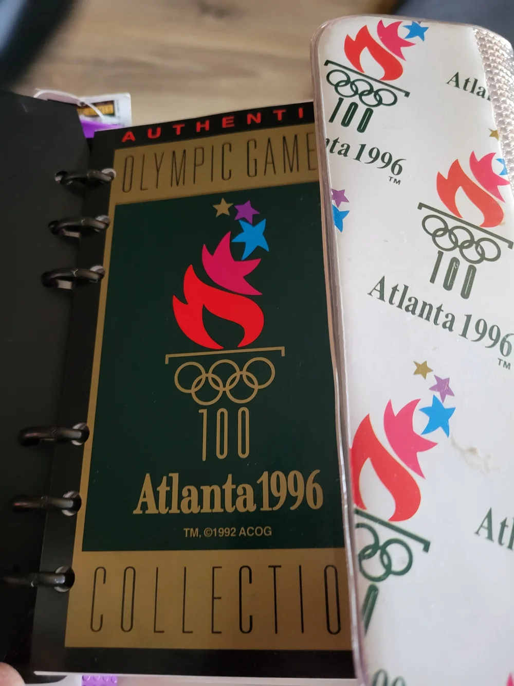 Atlanta 1996 Olympic Logo Notebook And Pin- White with Red & Blue Accents